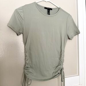Lush Sage Green Ruched Short Sleeve Top